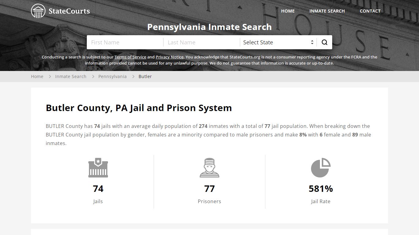 Butler County, PA Inmate Search - StateCourts