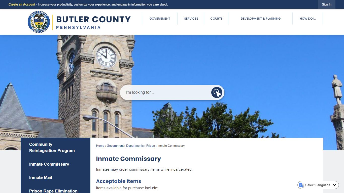 Inmate Commissary | Butler County, PA